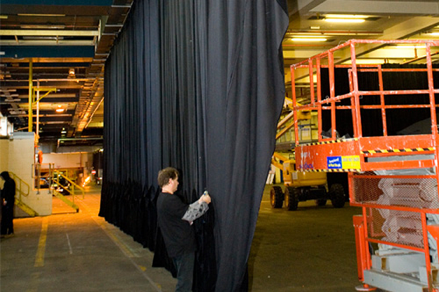 Black Wool Serge Drape installation